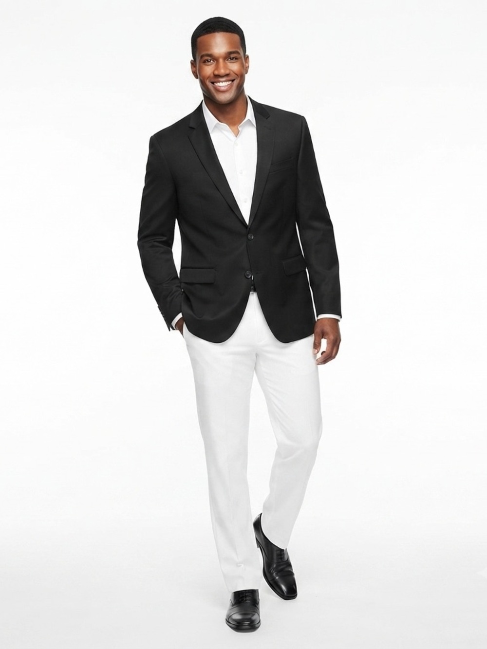 Express Mens Black Fitted Two Button Blazer Jacket